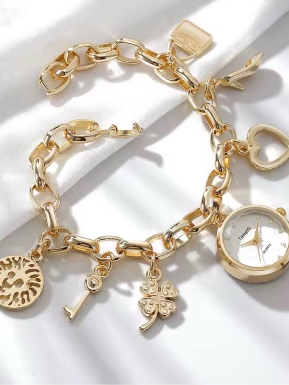 Gold Multiple Charm Bracelet Watch - Picture 6 of 6